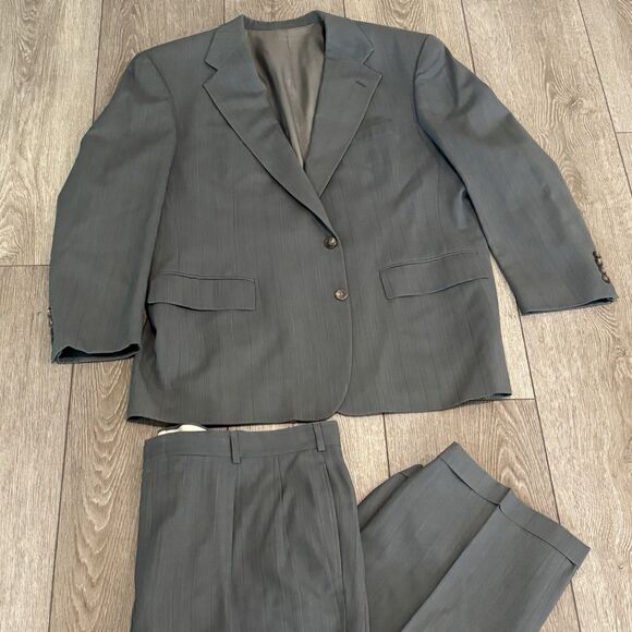 Vintage Ralph Lauren Polo University Club Suit Mens 46R Gray Wool 2 Piece